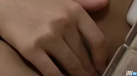Noriko Kago gets horny in the shower and begins to finger her sweet little pussy