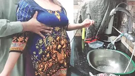Indian Village Maid Smashed in Kitchen Proprietor Took Advantage When She Working Alone in Kitchen
