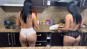 Step-Mom-Enthusiasm and her Mature are the same, but they both enjoy cooking in bikinis