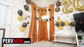 Step-mummy Lilian gets insatiable with step-son-in-law Austin on Xmas night - hard-core fellatio, puny breasts, reverse cowgirl, and more