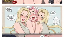 Sakura's little muff opened up by Dame Tsunade's good-sized knob in HD anime porn