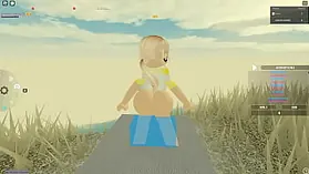 Towheaded sweetheart takes a deep ass fucking ravaging in Roblox Porno