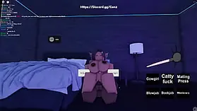 Roblox Trampy Black-haired Rails BIG BLACK COCK with Her Immense Bootie & Milk cans