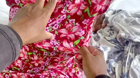 Natasha_Perera & Super-sexy_Nehaa get their cock-squeezing fuck holes opened up by my yam-sized banana