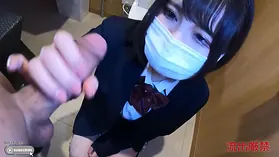 Uncensored Chinese teenie with brilliant bod gives a filthy POINT OF VIEW hand job and gets penetrated rock-hard