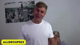 Katy Jayne & Porn Dan's homemade cowgirl three way with chesty light-haired ultra-cutie Dean Camper Damme