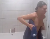 Insatiable bathroom with a big orgasm