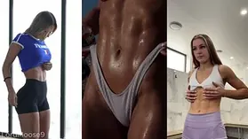 This girl is a professional at splashing with her Abs