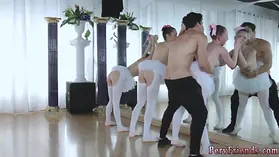 Molten school dormitory whores take turns on a German soiree brute in a nasty 4 way