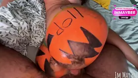 ImMayBee gets her petite body pounded by the whole town on Halloween night