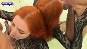 Sweetie Fox gets her fishnet-clad body pounded hard on Donk until she's covered in hot jizz
