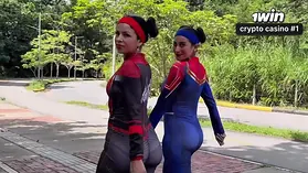 Jenifer Play and Anitta Miller get their tight buttholes stretched on Halloween night