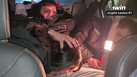SteffCrime & KeilaBassi get down and dirty in my pal's truck - POV orgy with big cocks & small titties
