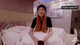 Qrozne's first time in Ultra-cute Ginger-haired Latin Dame ft. Tura's interview and behind-the-scenes action