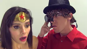 Wonder Violet Starr and Rion King take turns slamming her pretty face with jizm