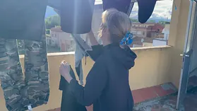 My naughty Spanish neighbour gets a hard POV fuck in the laundry room