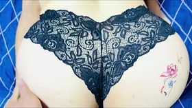 Alisson with long hair takes on two cocks in front of her mirror while deep-throating her manhood