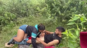 Hot Indian Desi wife gets a surprise from a forest walk ending with a hot, scorching smash