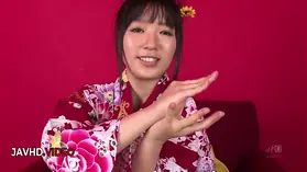 Kimono-clad MILF Chiharu's intense blow-job and hardcore pounding in JAV