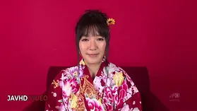 Kimono-clad MILF Chiharu's intense blow-job and hardcore pounding in JAV