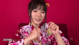 Kimono-clad MILF Chiharu's intense blow-job and hardcore pounding in JAV