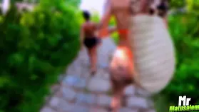 Sexy tattooed MILF Deny Barbie & Natzinha Morena get their tits and pussies banged in the woods