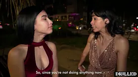 Sara Taylor, Cindy Luna & Cristian Tanner face-off in a park, get rough and dirty with anal fingering and doggystyle sex