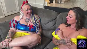 Kings & BarbelleVixxxen in costume: Queens adoring BBCs in a steaming no condom cunnilingus madness!