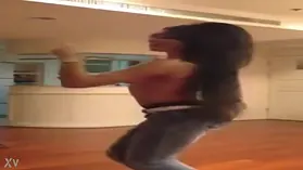 Observe this fantastic Arab stunner flash her killer bumpers while dancing to music